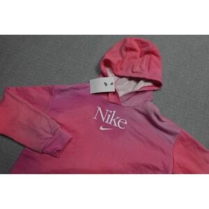 Nike Hoodie Girls Large Pink Ombre Fleece Logo Pullover Sweatshirt Swoosh NWT